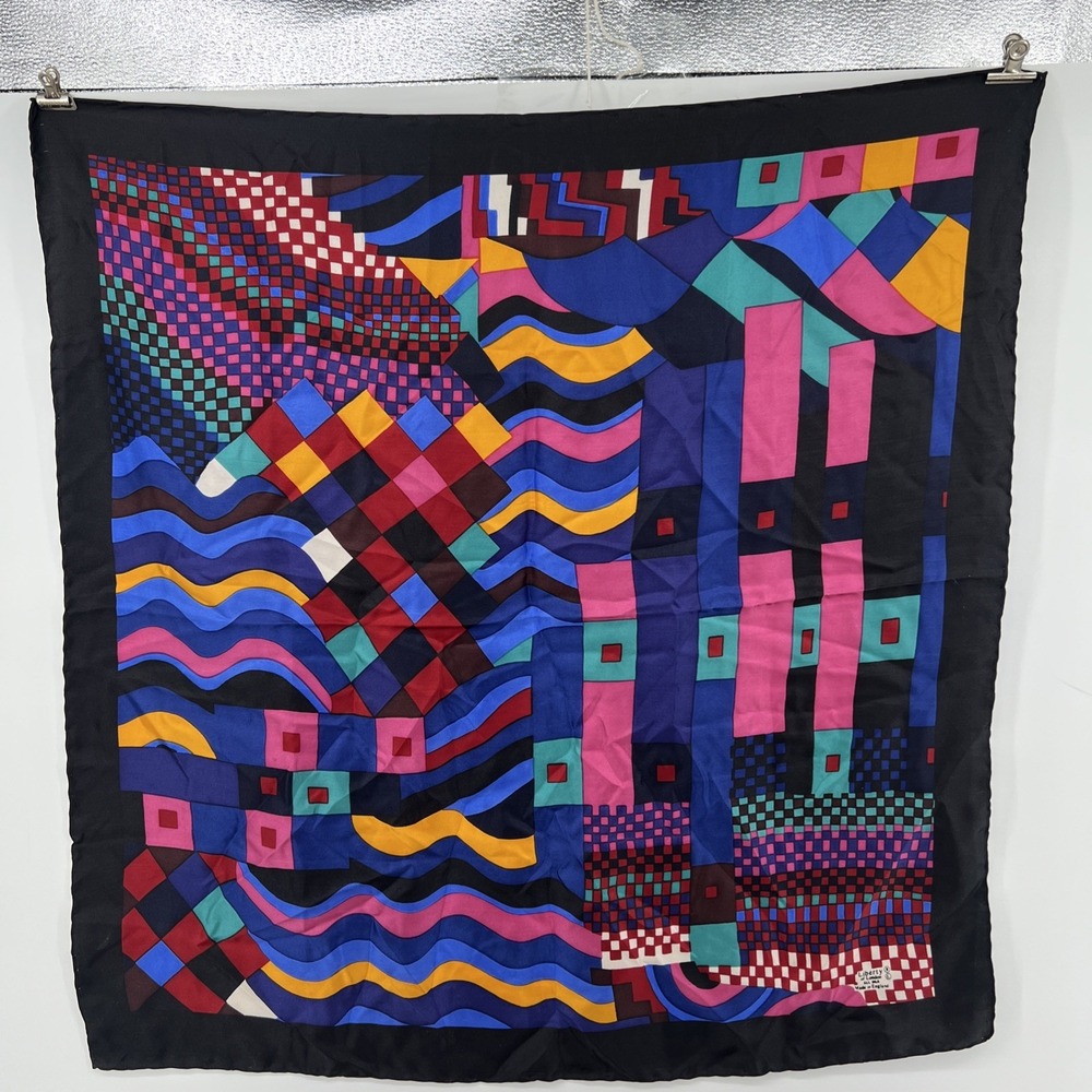 Liberty Of London Vintage Abstract Design 100% Silk Scarf 26" Made in England